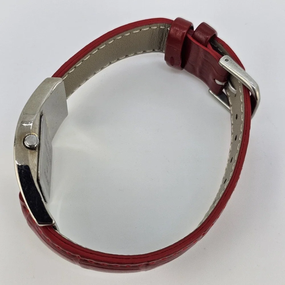 Armitron Analog Women's Watch 30MM Yellow Dial NEW Red Leather Bands NEW Battery